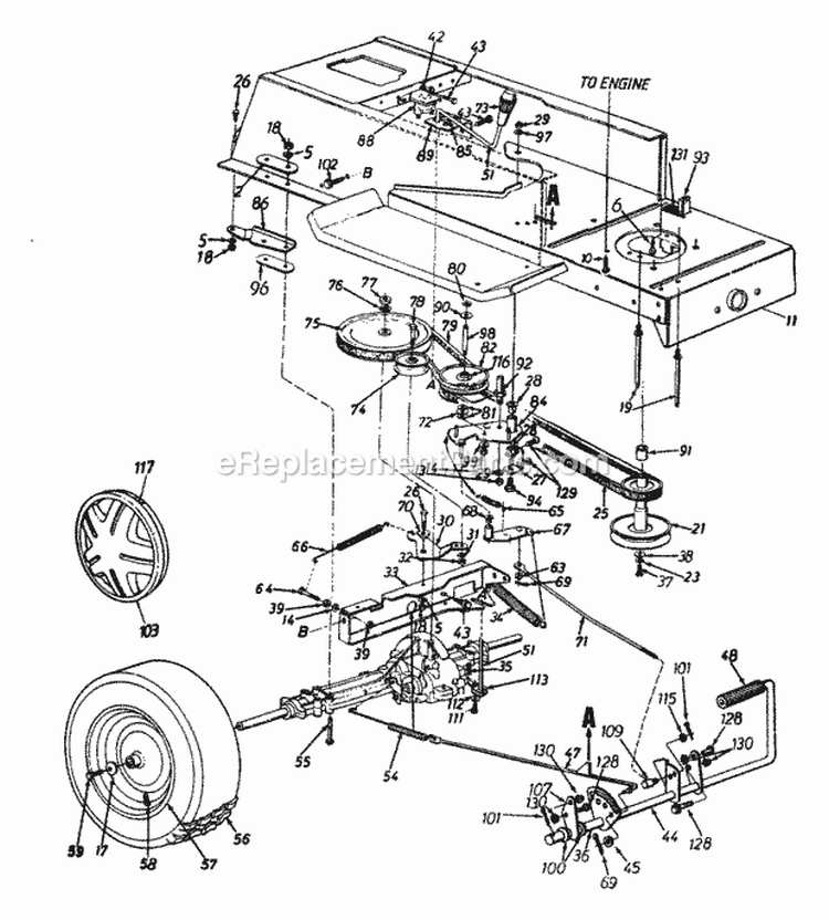Drive Wheels Rear Diagram and Parts List for 13A4662F129 2001 Yard Machines Lawn Tractor